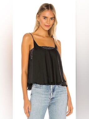 Intimately by Free People Layered Black Satin Cami Top - Women's Sleeveless Tank